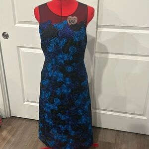 Julia Jordan Black Blue Floral Sleeveless Party Illusion Neckline Dress Size 6
